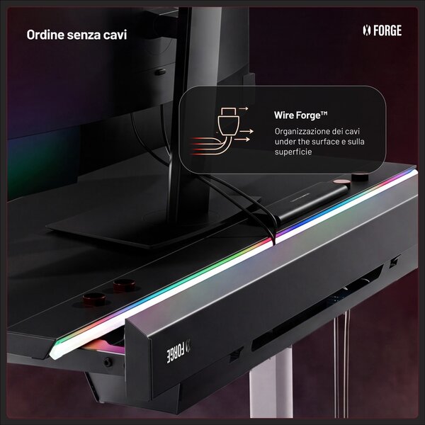 Scrivania gaming elettrica nera e bianca Diablo X-Forge 1200