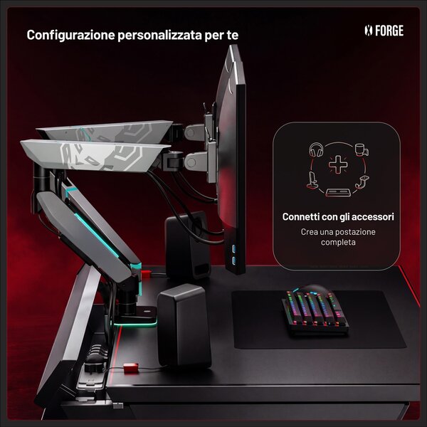 Scrivania gaming elettrica nera e bianca Diablo X-Forge 1600