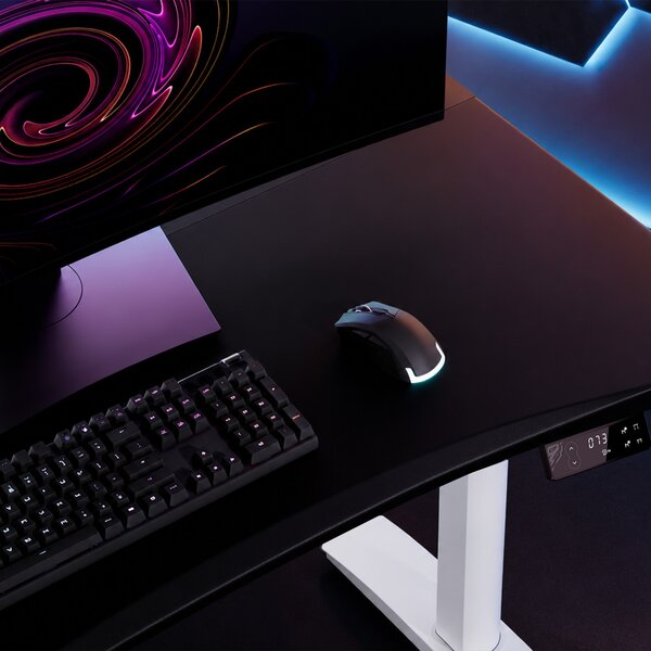 Scrivania gaming elettrica nera e bianca Diablo X-Forge 1600