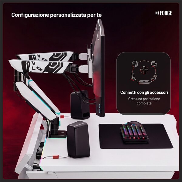 Scrivania gaming elettrica bianca Diablo X-Forge 1600