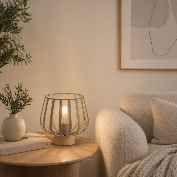 Brilliant - Lampada da tavolo NORDIC CAGE 1xE27/20W/230V beige