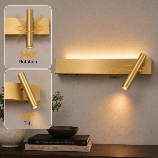 Brilagi - Faretto da parete a LED ARLIX LED/3W/230V + LED/7W, dorato, CRI 90