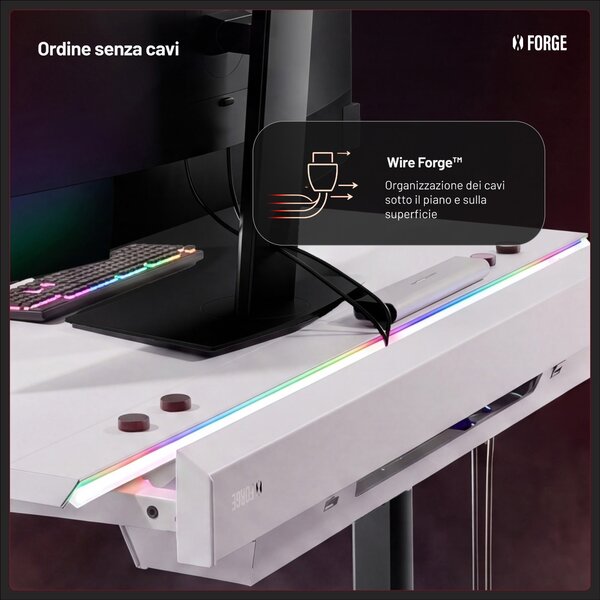 Scrivania gaming elettrica bianca e nera Diablo X-Forge 1600