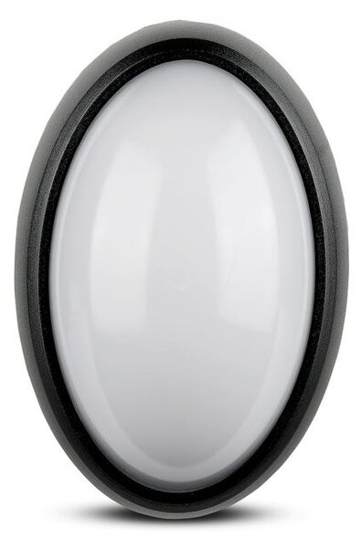 V-TAC VT-8010 Plafoniera LED 12W smd luce bianco caldo 3000K corpo nero forma ovale IP54 - sku 1350