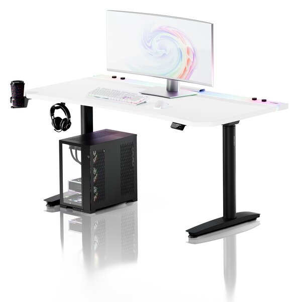 Scrivania gaming elettrica bianca e nera Diablo X-Forge 1600