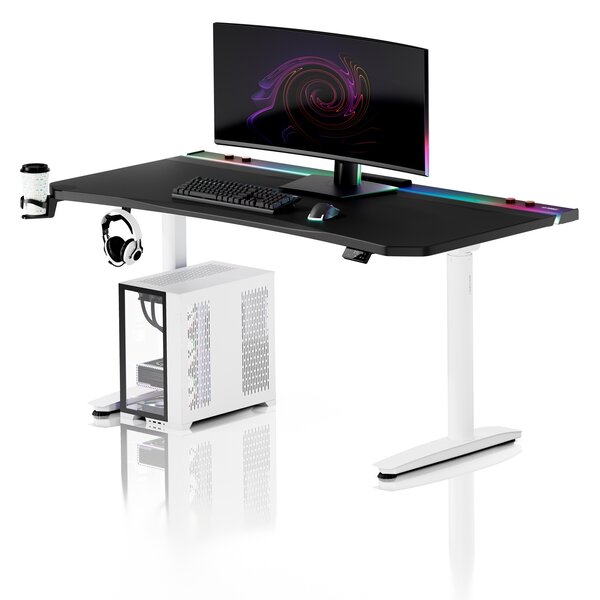 Scrivania gaming elettrica nera e bianca Diablo X-Forge 1600