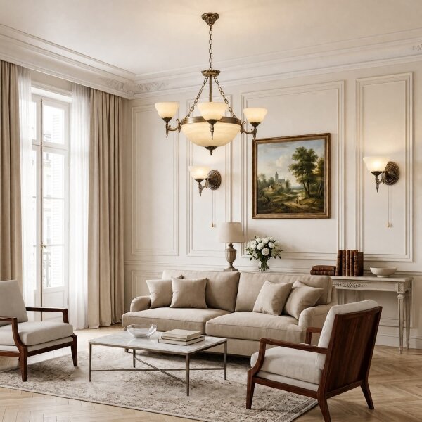 BRILAGI - Lampadario a catena DAHLIA 6xE27/40W/230V diam. 74 cm ottone