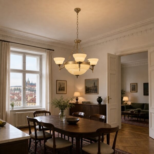 BRILAGI - Lampadario a catena DAHLIA 6xE27/40W/230V diam. 74 cm ottone