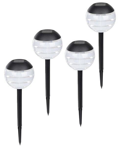 Lampada solare Household International con picchetto di terra, 36,5 cm, nero, 4 pezzi (1 set)