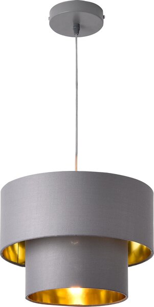 Lampada a sospensione E27 plafoniera a sospensione 30 cm metallo tessuto grigio-oro [lux.pro]