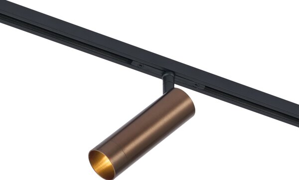 Sistema di illuminazione a binario moderno con 6 faretti e 4 luci a sospensione Easylift bronzo scuro monofase - Slimline Uzzy Tira