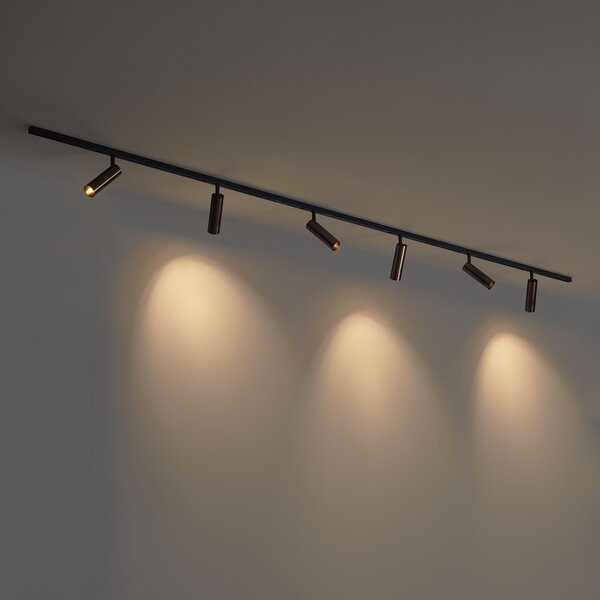 Sistema di illuminazione a binario moderno con 6 faretti bronzo scuro 1 fase - Slimline Uzzy