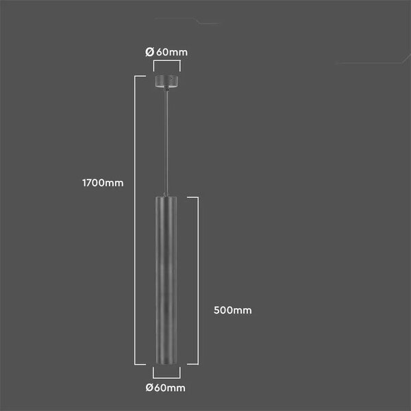 V-TAC VT-976 Lampadario led portafaretto pendente a sospensione GU10 in alluminio nero D:60*500MM - sku 6687