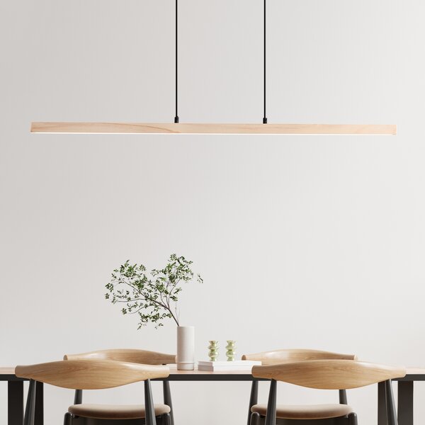 Lampada a sospensione LED in legno, altezza 150 cm, larghezza 103 cm, 2400 lm, 3000K