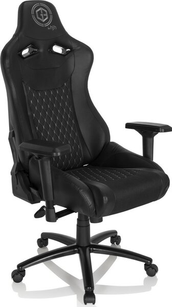 Hjh OFFICE Sedia da gioco GAMEBREAKER SX 04 Tessuto, Pelle finta Sedia da computer regolabile in altezza, sedia da ufficio con braccioli