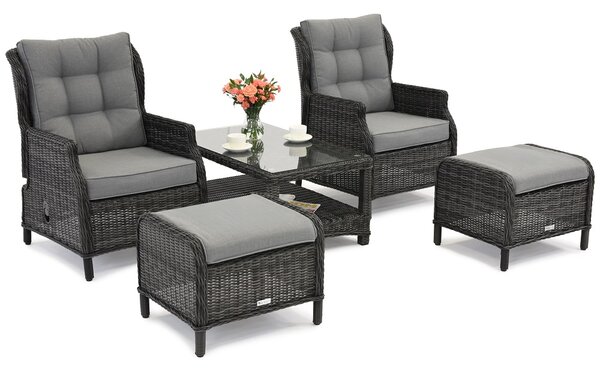 Set in technorattan Malaga Terrace antracite con pouf Garden Point