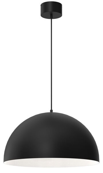 Lampada a sospensione paralume semicircolare nero con interno bianco Singolo 1xE27 15W Luminex