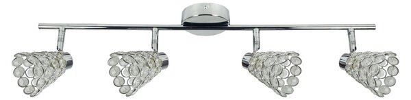 Lampada da soffitto con paralumi in cristallo, finitura cromata lucida-argento, 4xG9x40W, metallo, dimensioni: 17x74x8 cm, IP20, Candellux
