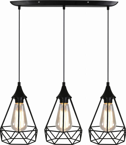 Lampadario Graf nero 3xE27x60W in metallo, dimensioni: 115x65x19 cm, IP20, Candellux