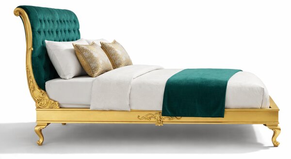 Letto Matrimoniale Regio Barocco - Velluto e Foglia Oro - Artigianato Italiano di Lusso