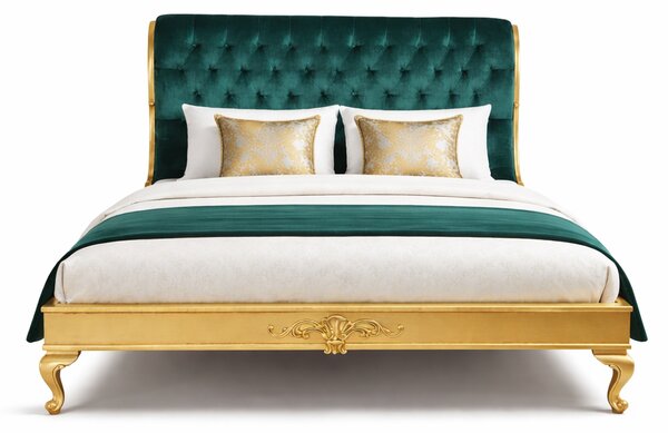Letto Matrimoniale Regio Barocco - Velluto e Foglia Oro - Artigianato Italiano di Lusso