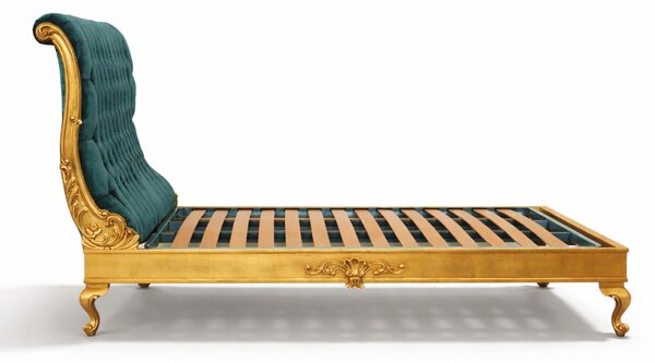 Letto Matrimoniale Regio Barocco - Velluto e Foglia Oro - Artigianato Italiano di Lusso