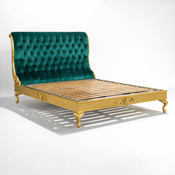 Letto Matrimoniale Regio Barocco - Velluto e Foglia Oro - Artigianato Italiano di Lusso