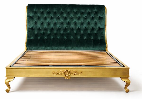 Letto Matrimoniale Regio Barocco - Velluto e Foglia Oro - Artigianato Italiano di Lusso