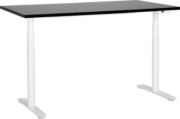 BELIANI Scrivania regolabile in altezza piano nero struttura in acciaio bianco 160 x 72 cm regolazione elettrica in altezza ufficio moderno