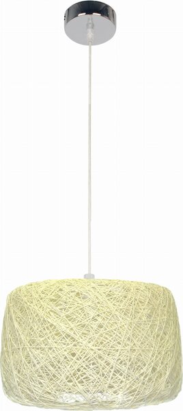 Lampada a sospensione PANDA cromata-ecru 1xE27x60W con cavo / sisal, dimensioni: 110x35x35 cm, IP20, Candellux