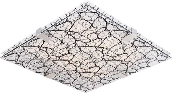 Plafoniera LED quadrata FIERA cromata nera 18W, luce bianca neutra 1530 lm, vetro, dimensioni: 10x40x40 cm, IP20, Candellux