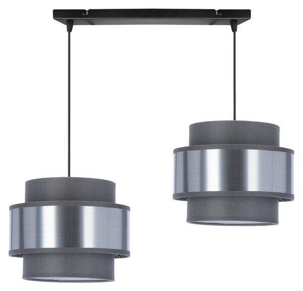 Lampada a sospensione con paralumi grigio-argento Hare grigio-fumo 2xE27x40W in tessuto, dimensioni: 100x55x20 cm, IP20, Candellux