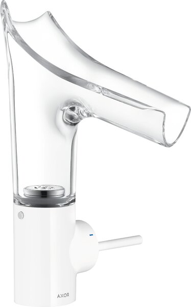 Hansgrohe AXOR Starck V mitigeur monocommande de lavabo 140 avec bec verseur en verre et vidage escamotable, 12112450, 12112450