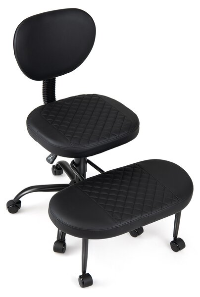 Costway Sedia da meditazione poggiapiedi girevole schienale imbottito, Sedia scrivania ergonomica ruote gambe incrociate studio