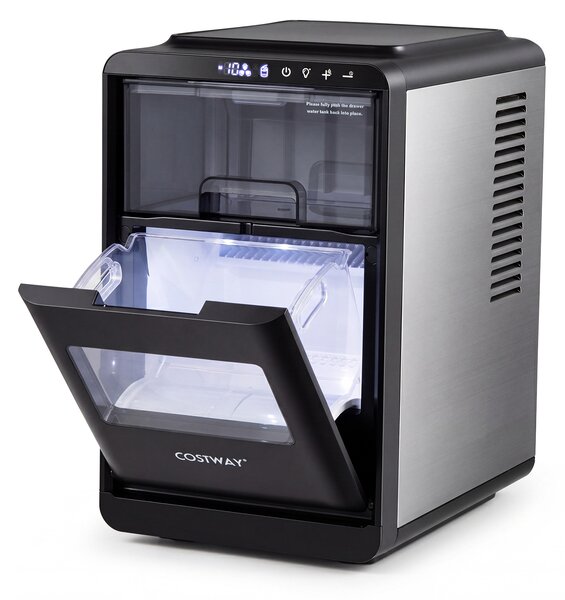 Costway Macchina del ghiaccio con pannello di controllo pulizia automatica 11 livelli spessore regolabile, Macchina per il ghiaccio per cucina ufficio e bar