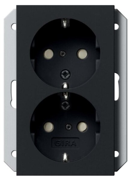Presa Gira 2f SCHUKO SP per scatola da incasso 1f Sistema 55, nera, codice 2731005