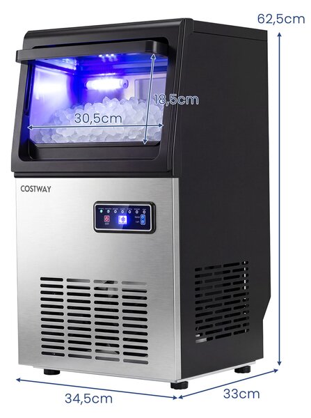 Costway Macchina ghiaccio per ghiaccio morbido montaggio flessibile con autopulizia schermo, Ice maker commerciale per casa bar e caffetterie