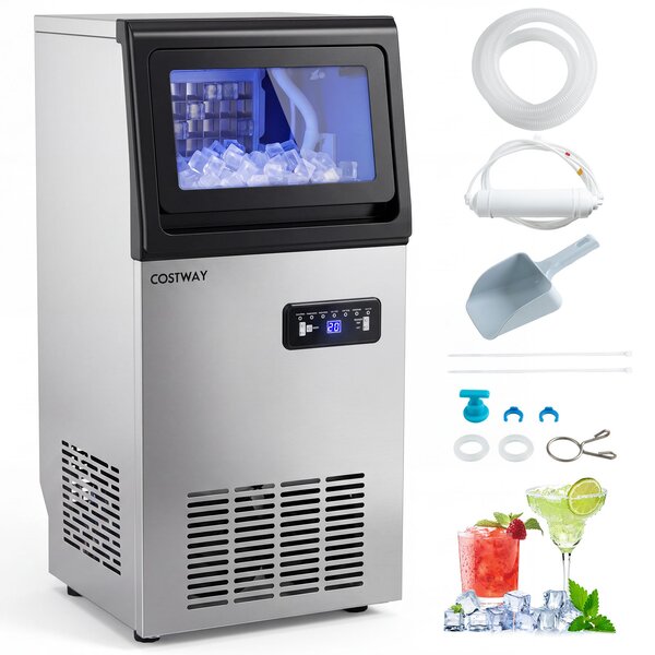 Costway Macchina ghiaccio professionale con autopulizia timer 36 cubetti in 13 minuti, Ice maker con paletta per casa e bar