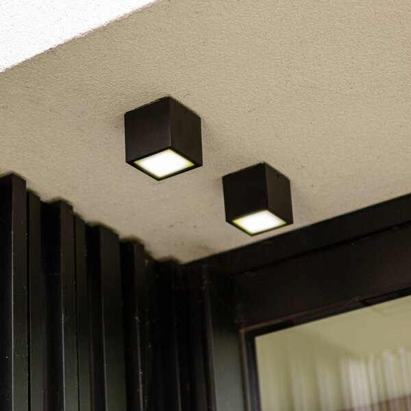 LUTEC Plafoniera LED da esterno GEMINI, grigio scuro, 9 x cm, IP65 GEMINI, Alluminio / Grigio / Zincato, Alluminio, Moderno, Plafoniera