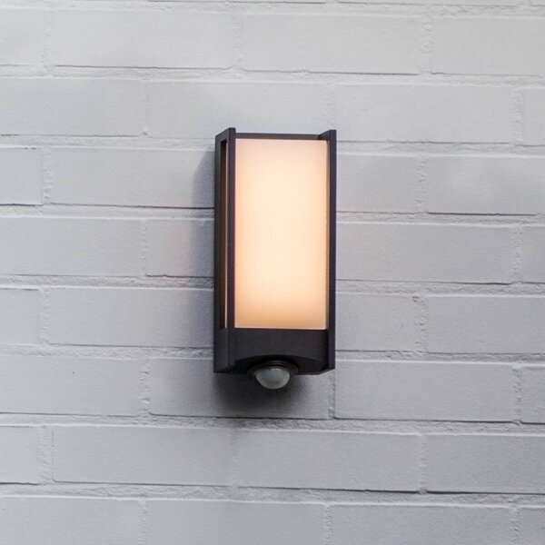 LUTEC Applique da esterno LED QUBO, grigio scuro, altezza 27 cm, IP54 QUBO, Alluminio / Grigio / Zincato, Alluminio, Moderno, Applique da esterni