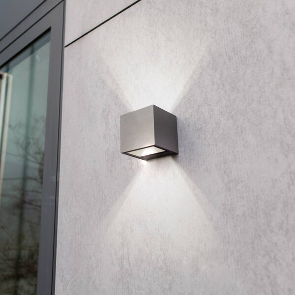 LUTEC Applique da esterni GEMINI, Alluminio / Grigio / Zincato, Alluminio, Moderno, Applique da esterni