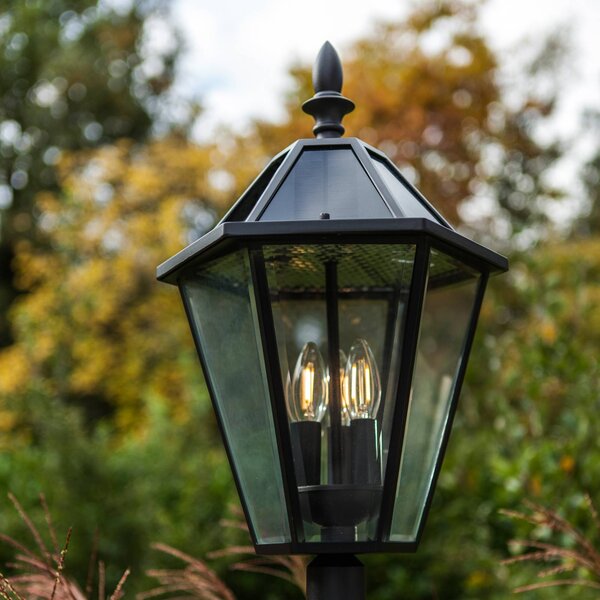 LUTEC Lampada LED da esterno e solare LONDON, nera, altezza 227 cm, IP44 LONDON, Nero, Alluminio, Antico