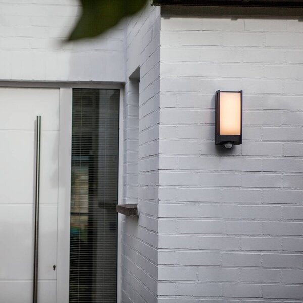 LUTEC Applique da esterno LED QUBO, grigio scuro, altezza 27 cm, IP54 QUBO, Alluminio / Grigio / Zincato, Alluminio, Moderno, Applique da esterni