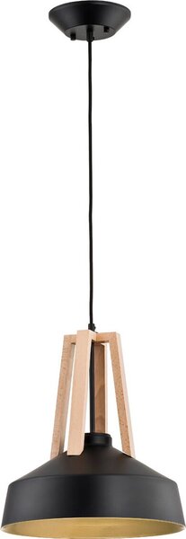 Lampada a sospensione Drop, nero e legno chiaro, 1xE27x60W, metallo, dimensioni: 95x33x33 cm, IP20, Alfa