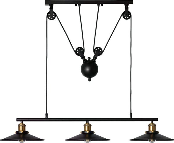 Lampada a sospensione Monte nero e oro 3xE27x40W in metallo, dimensioni: 120x102x26 cm, IP20, Abruzzo
