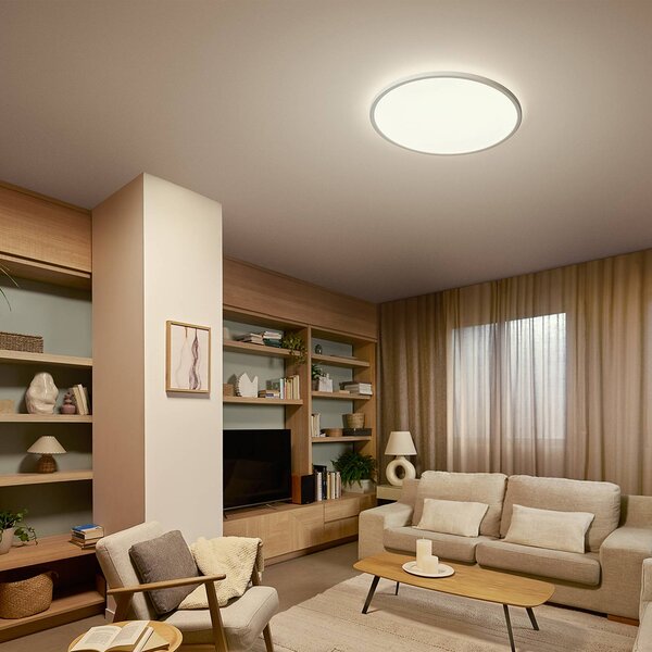 Philips Plafoniera soffitto Superslim, dimmerabile, Bianco / Opale, Soggiorno / Sala da pranzo, Plastica, Plafoniera