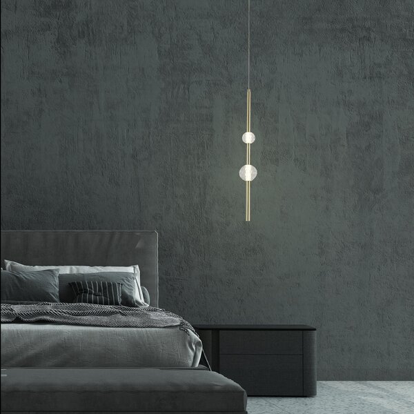 Lampada a sospensione LED VAKU dorata 8W, bianco neutro 700 lm, metallo, dimensioni: 120x8x8 cm, IP20, Light Prestige