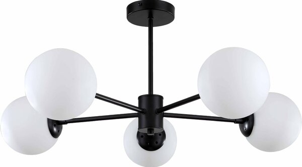 Lampada a sospensione Roma bianco e nero 5xE14x40W in vetro, dimensioni: 30x78,5x78,5 cm, IP20, Light Prestige