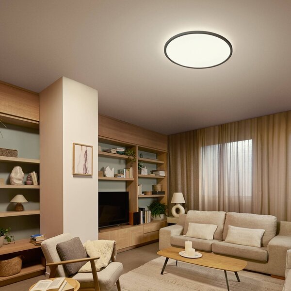 Philips Plafoniera soffitto Superslim, dimmerabile, Nero, Soggiorno / Sala da pranzo, Plastica, Plafoniera