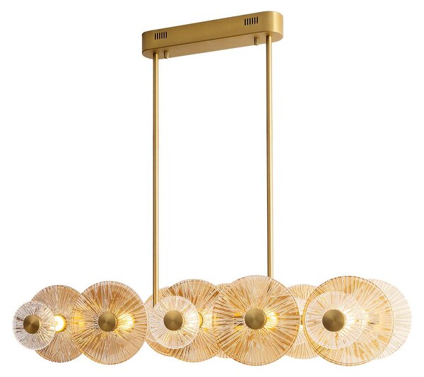 Lampada a sospensione LED con cerchi in vetro ALLURE, oro opaco, 51 W, luce calda, 815 lm, vetro, dimensioni: 90x92x42 cm, IP20, Maxlight
